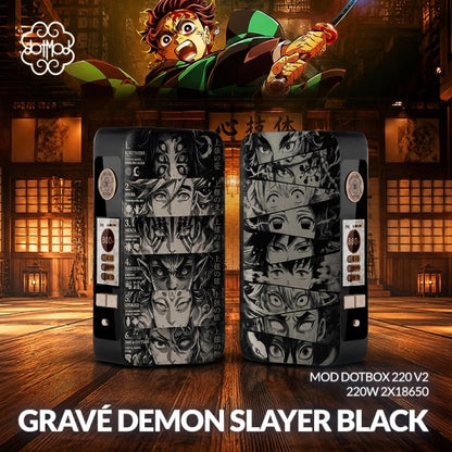 Mod dotBox 220 V2 220W 2x18650 Gravé (Recto/Verso) Demon Slayer Black- Dotmod